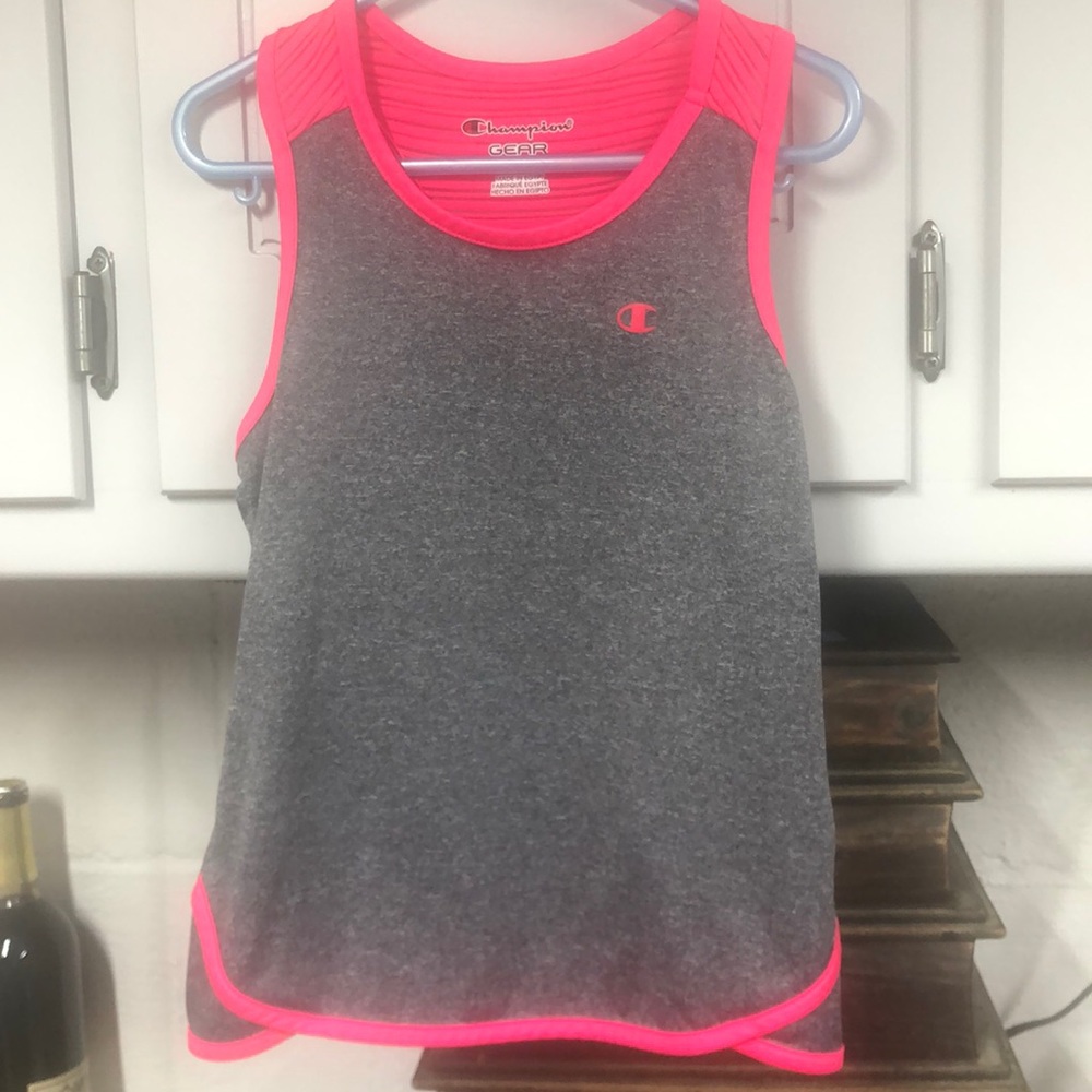 Champion gear girls size small racer back tank top pink and gray